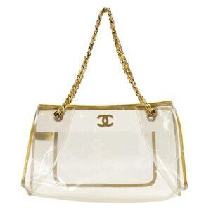 CHANEL COCO Mark Tote Bag Chain tote Gold / clear Plastics Women